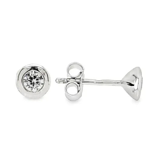 [WO0798] Witgouden oorknoppen met Zirkonia steen 4,9mm