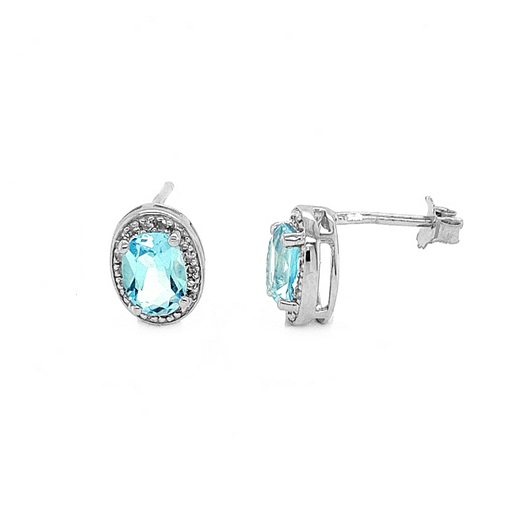 [WOE0930] White gold stud earrings with Topaz and Diamond