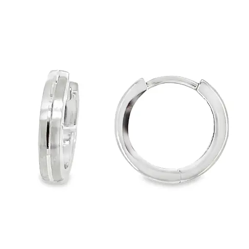 [WOR1032] White gold hoop earrings Fantasy matte/gloss
