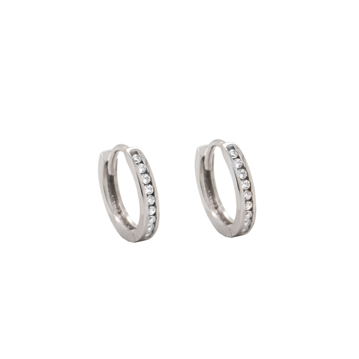 [WOR1071] White gold earrings with single row of Zirconia stones