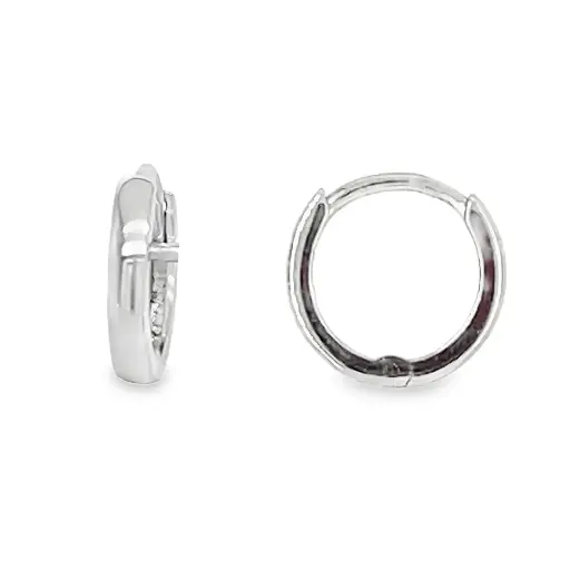 [WOR1083] White gold hinged earrings 9x1.5mm
