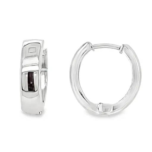 [WOR1107] White gold earrings 3.4mm wide