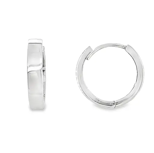 [WOR1130] White gold earrings 13.5 x 3mm