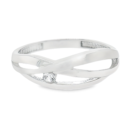 Witgouden ring Fantasie mat/glans met Zirkonia steen