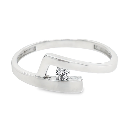 White gold ring Matte/ Gloss with Zirconia stone