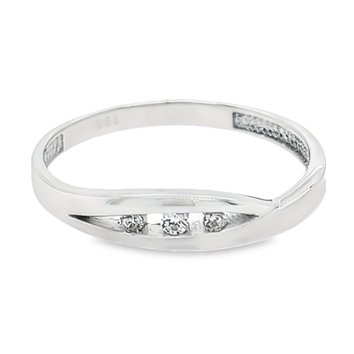 White gold ring Fantasy Matte/Gloss with Zirconia stones