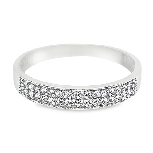 White gold row ring with Zirconia stones