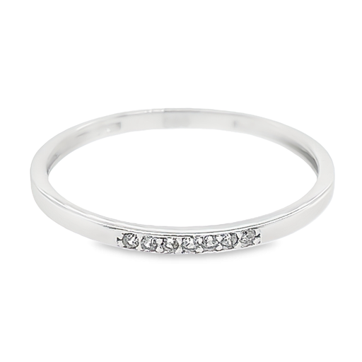 White gold stacking ring with row of Zirconia stones