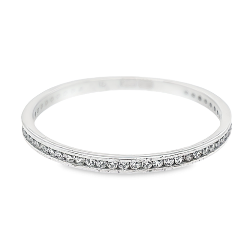 [WR1247-60] White gold row ring with Zirconia stones