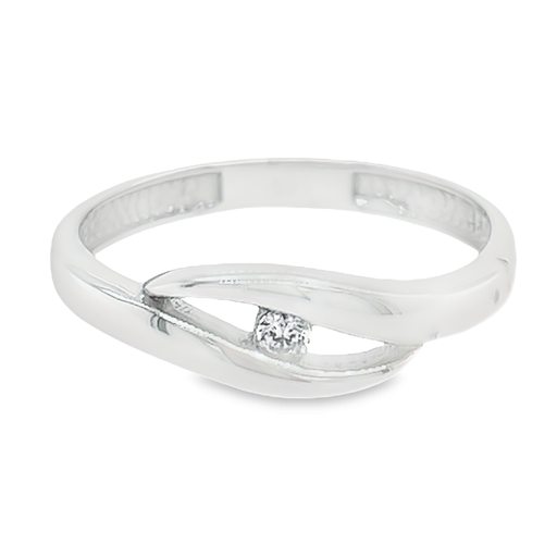 [WR2121-58] Witgouden ring Fantasie met Zirkonia steen