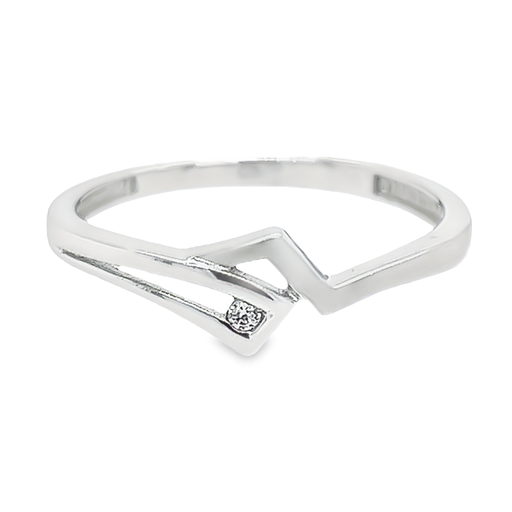 White gold ring matte/gloss with Zirconia stone