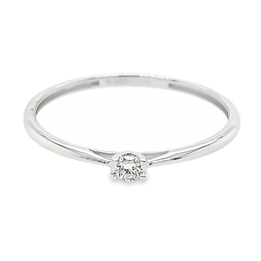 Witgouden solitairring met Diamant 0,05 karaat