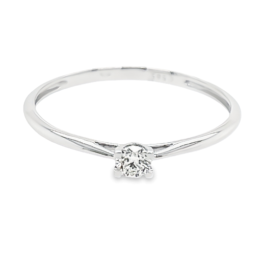 Witgouden Solitairring met Diamant 0,10 Karaat