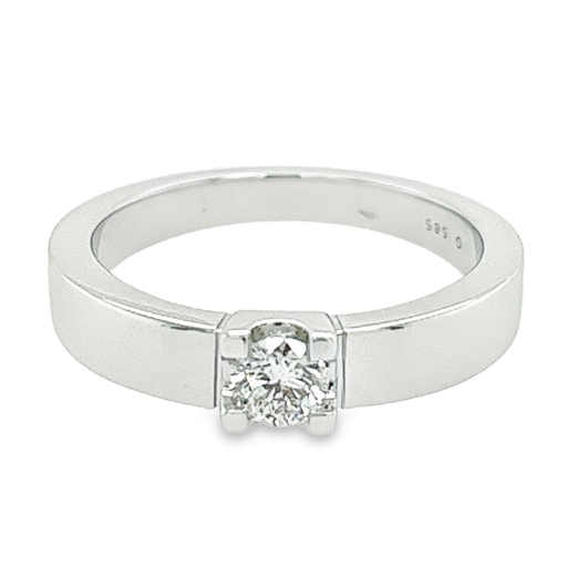 Witgouden solitairring met Diamant 0,20 karaat