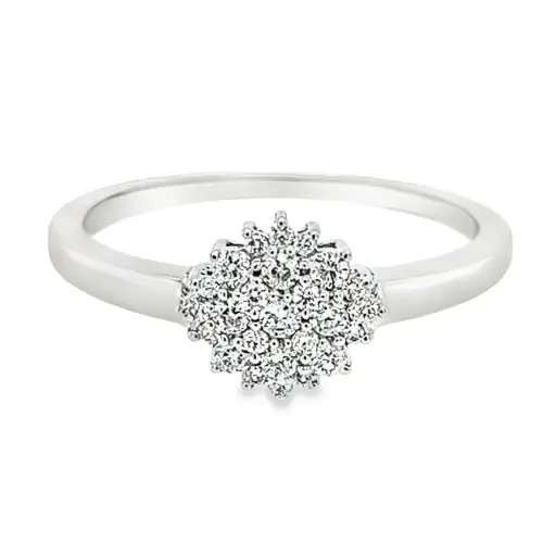 Witgouden entourage ring met Diamant 0,25 karaat
