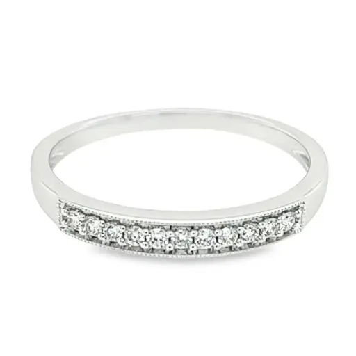 White gold row ring with diamond 0.12 carats
