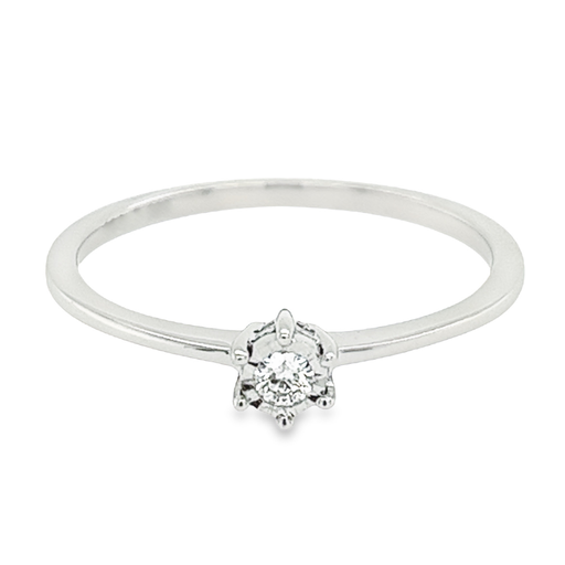 Witgouden Illusie Solitair met Diamant 0,05 karaat