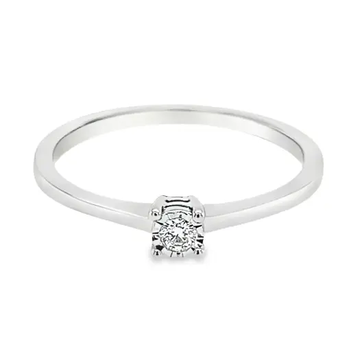 White Gold Illusion Solitaire with Diamond 0.05 carats