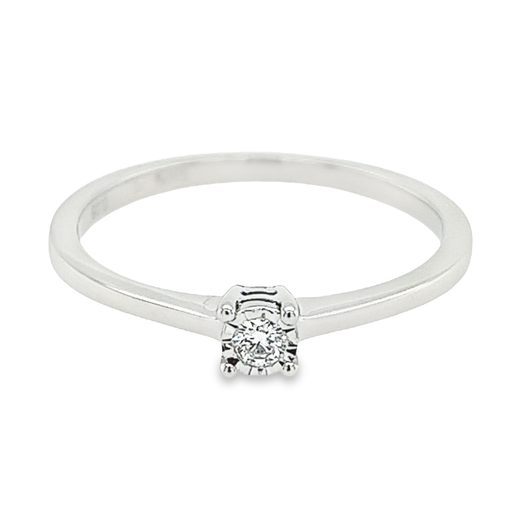 Witgouden Illusie Solitair met Diamant 0,05 karaat