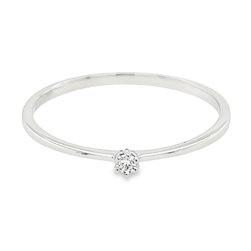 Witgouden Solitairring met Diamant 0,03 karaat