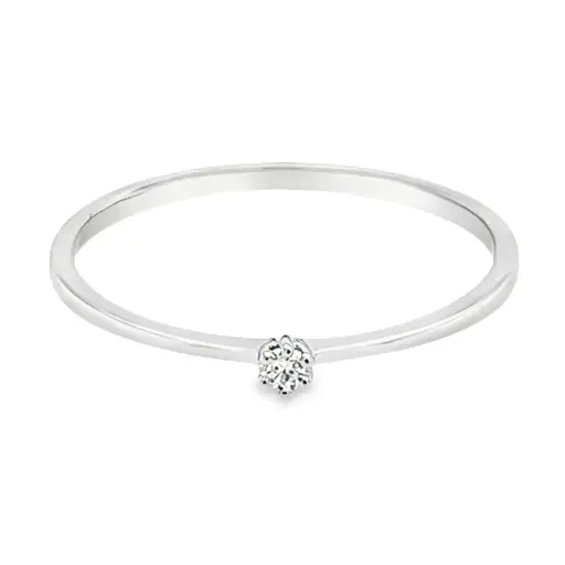 Witgouden Solitairring met Diamant 0,03 karaat