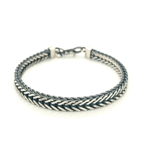 [ZA1642] Zilveren visgraad armband donker zilver 20cm