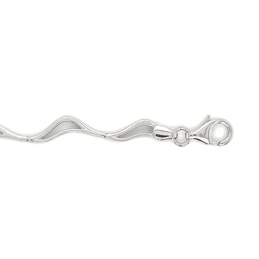 [ZA1719] Silver matte/gloss link bracelet 19 cm