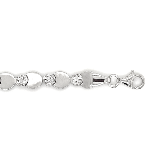 [ZA1742] Silver matte/gloss link bracelet with Zirconia