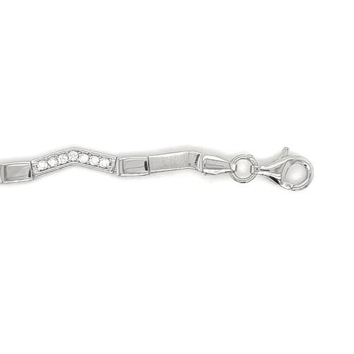 [ZA1764] Silver bracelet Matte/ Gloss with Zirconia