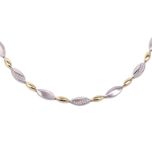 [ZC1746] Zilveren collier Bicolor met Zirkonia