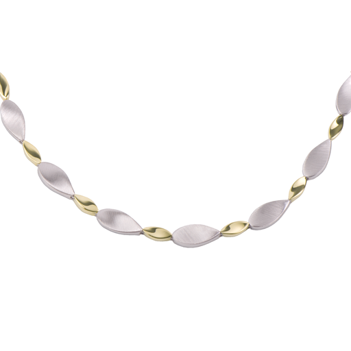 [ZC1751] Zilveren collier Bicolor Mat/ Glans