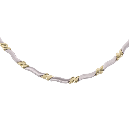 [ZC1753] Zilveren collier met vergulde tussen schakels WRSM