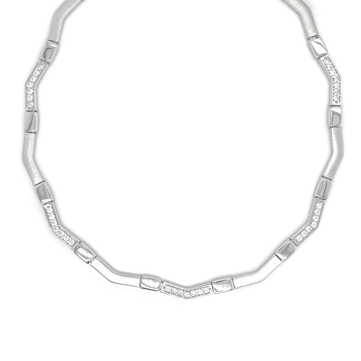 [ZC1764] Zilveren collier Mat/ Glans met Zirkonia