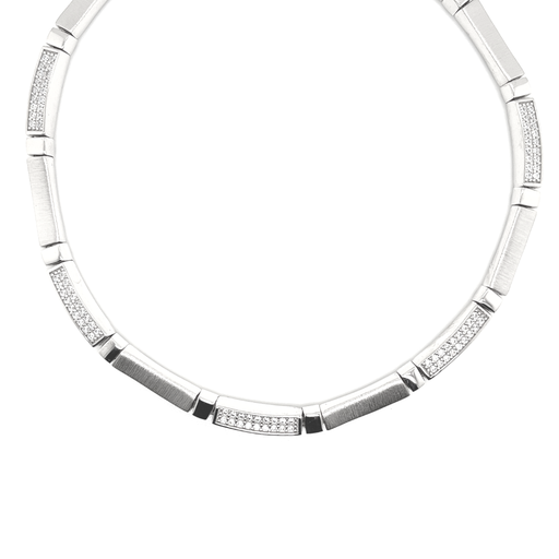 [ZC1767] Zilveren collier Mat/ Glans met Zirkonia