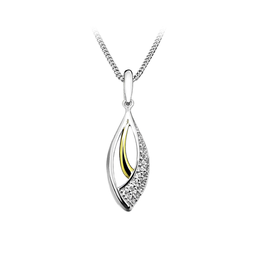 [ZH1615] H010 Bicolor silver pendant with Zirconia stones