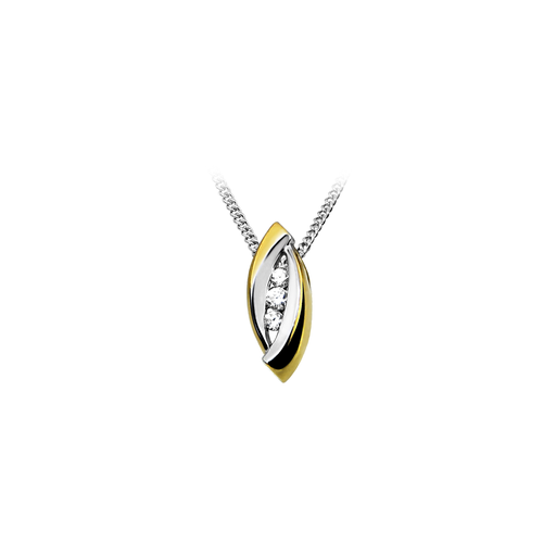 [ZH1618] H013 Bicolor zilveren hanger met Zirkonia stenen