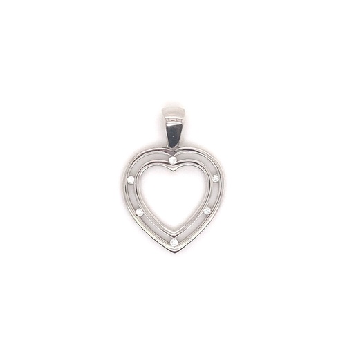 [ZH1884] Silver pendant Heart with Zirconia stones