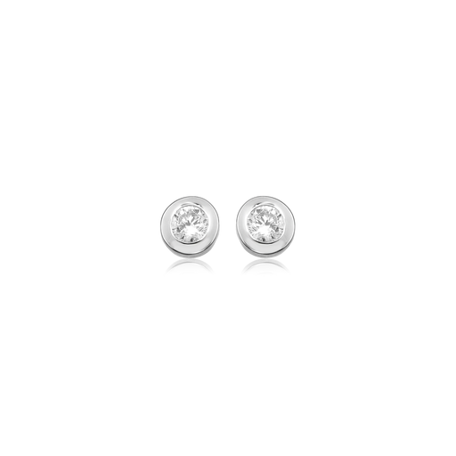 [ZO1606] O001 Silver ear studs with Zirconia stone