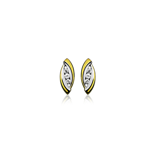 [ZO1618] O013 Bicolor zilveren oorstekers met Zirkonia stenen