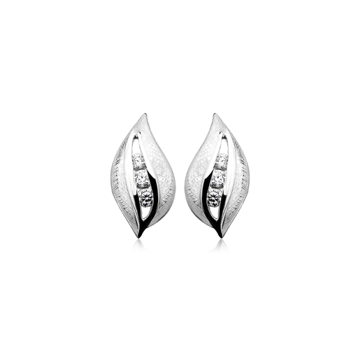 [ZO1620] O015 Silver ear studs Fantasy Matte/Gloss with Zirconia stones