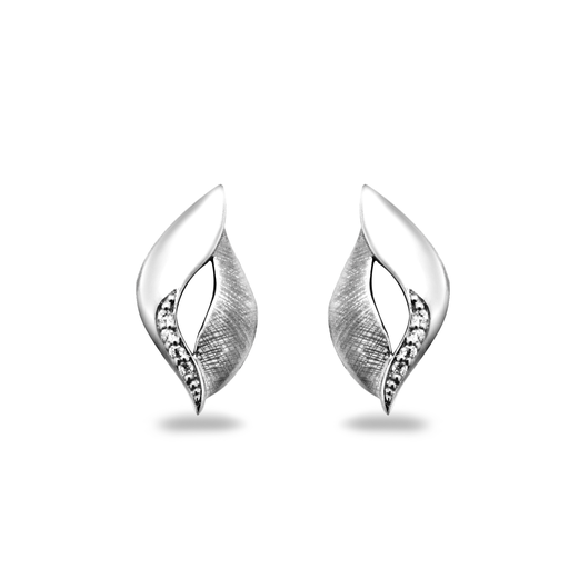 [ZO1625] O020 Silver ear studs Fantasy Matte/Gloss with Zirconia stones