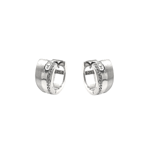 [ZO1931] Zilveren klapoorringen Fantasie met Zirkonia stenen