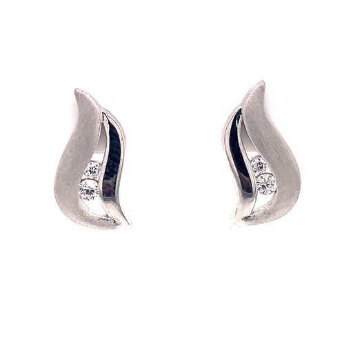 [ZO1960] Silver stud earrings Fantasy with Zirconia stones