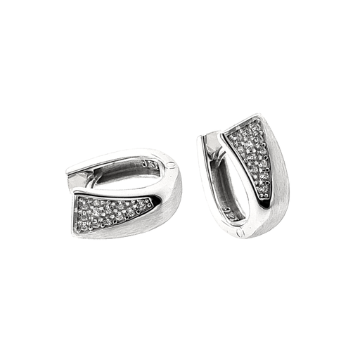 [ZO1971] Silver hoop earrings with Zirconia stones
