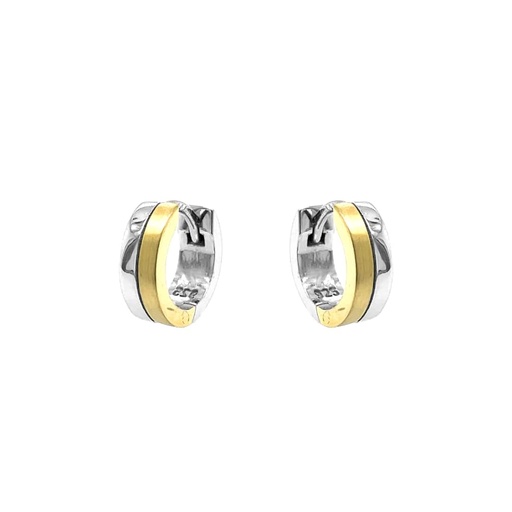 [ZO1972] Zilveren klapoorringen Bicolor 11,3 x 4,6mm