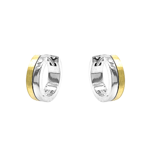 [ZO1976] Zilveren klapoorringen Bicolor 14,5 x 4,5mm