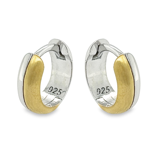 [ZO1978] Bicolor silver hoop earrings Matte/ Gloss