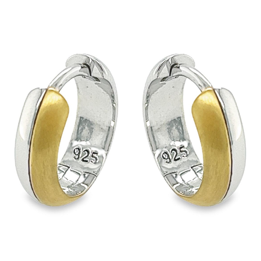 [ZO1980] Bicolor silver hoop earrings Matte/ Gloss