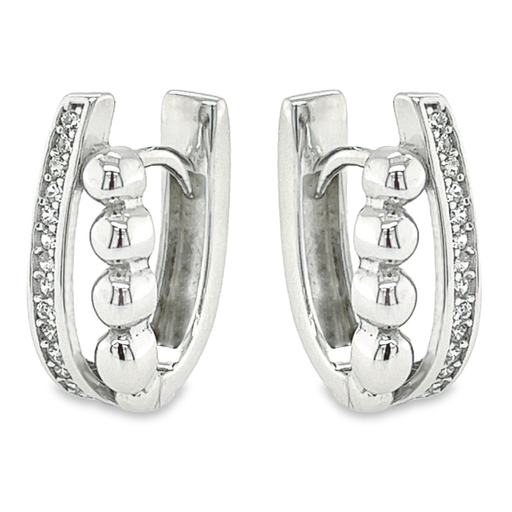 [ZO1981] Silver Fantasy Hoop Earrings with Zirconia
