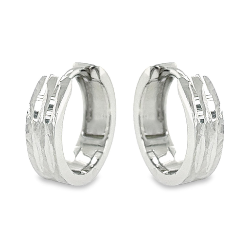 [ZO1984] Silver Hoop Earrings Diamond Cut